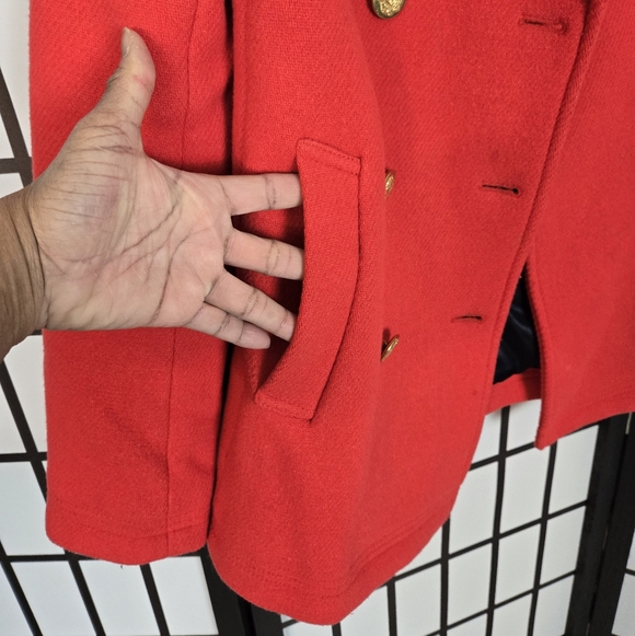J. Crew Red Double Breasted Peacoat Stadium Cloth by Nello Gori - Picture 5 of 12
